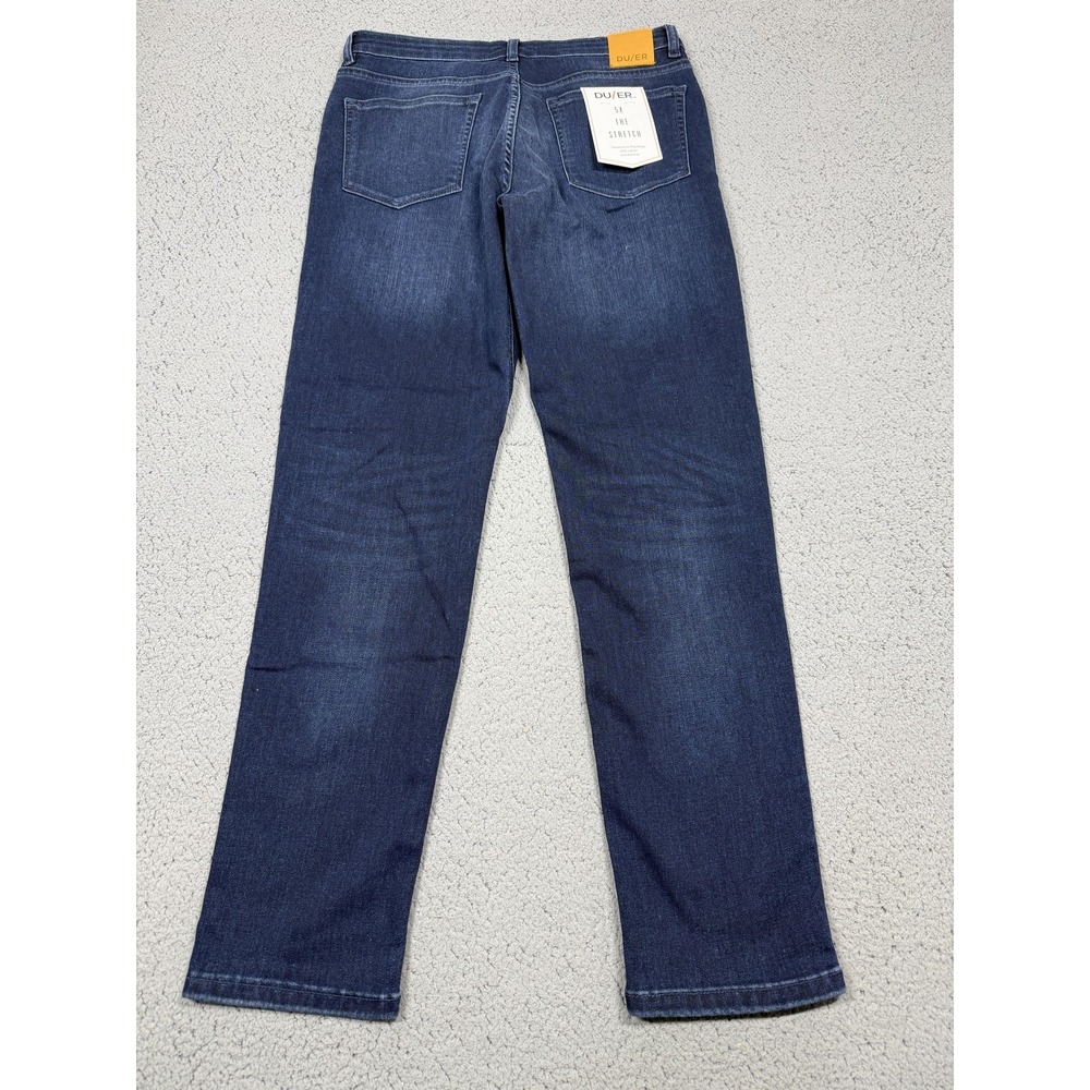 NWT DU/ER Jeans Womens 28x30 Med Wash Blue Regular Straight Stretch Lightweight